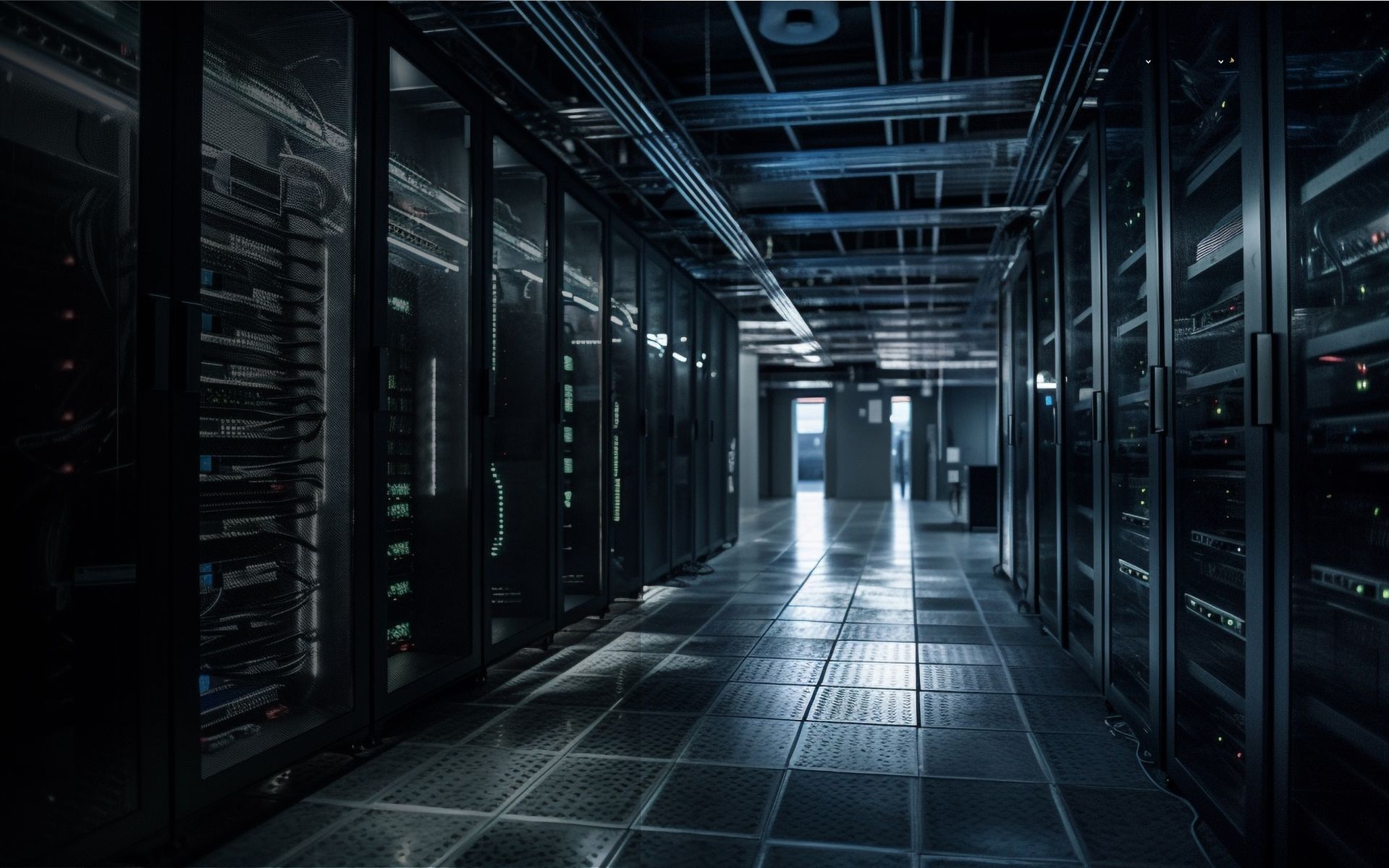 Data center white space with server racks
