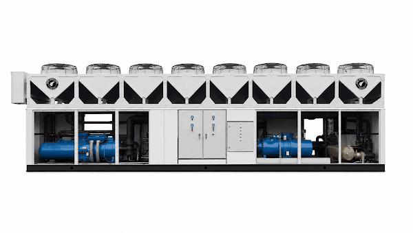 Air-cooled screw chiller, straight elevation